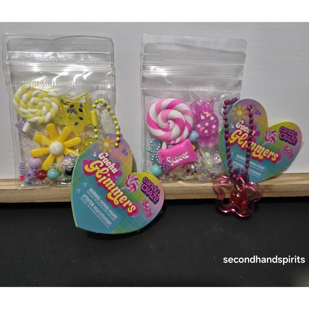Gacha Glimmers Candy Craze Bag Charms Keychain Pouches Rainbow Candy Yellow/Pink